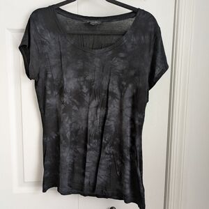 Tahari Tie-Dye Black and Gray T Shirt